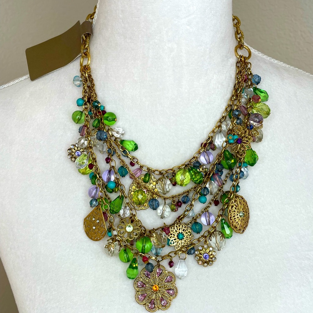 Target multi color/bead/strand chunky necklace